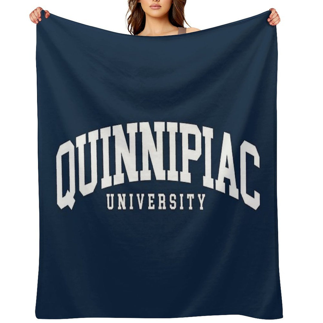 Quinnipac - College Font Curved Eco-conscious Throw Blanket