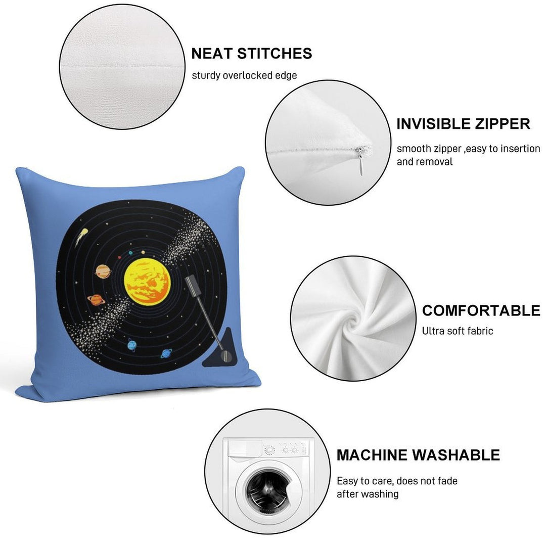 Solar System Vinyl Record Soft Anti-Pilling Throw Pillow