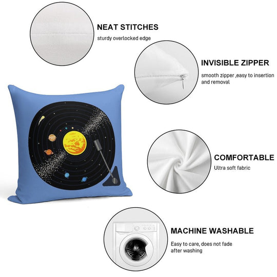 Solar System Vinyl Record Soft Anti-Pilling Throw Pillow