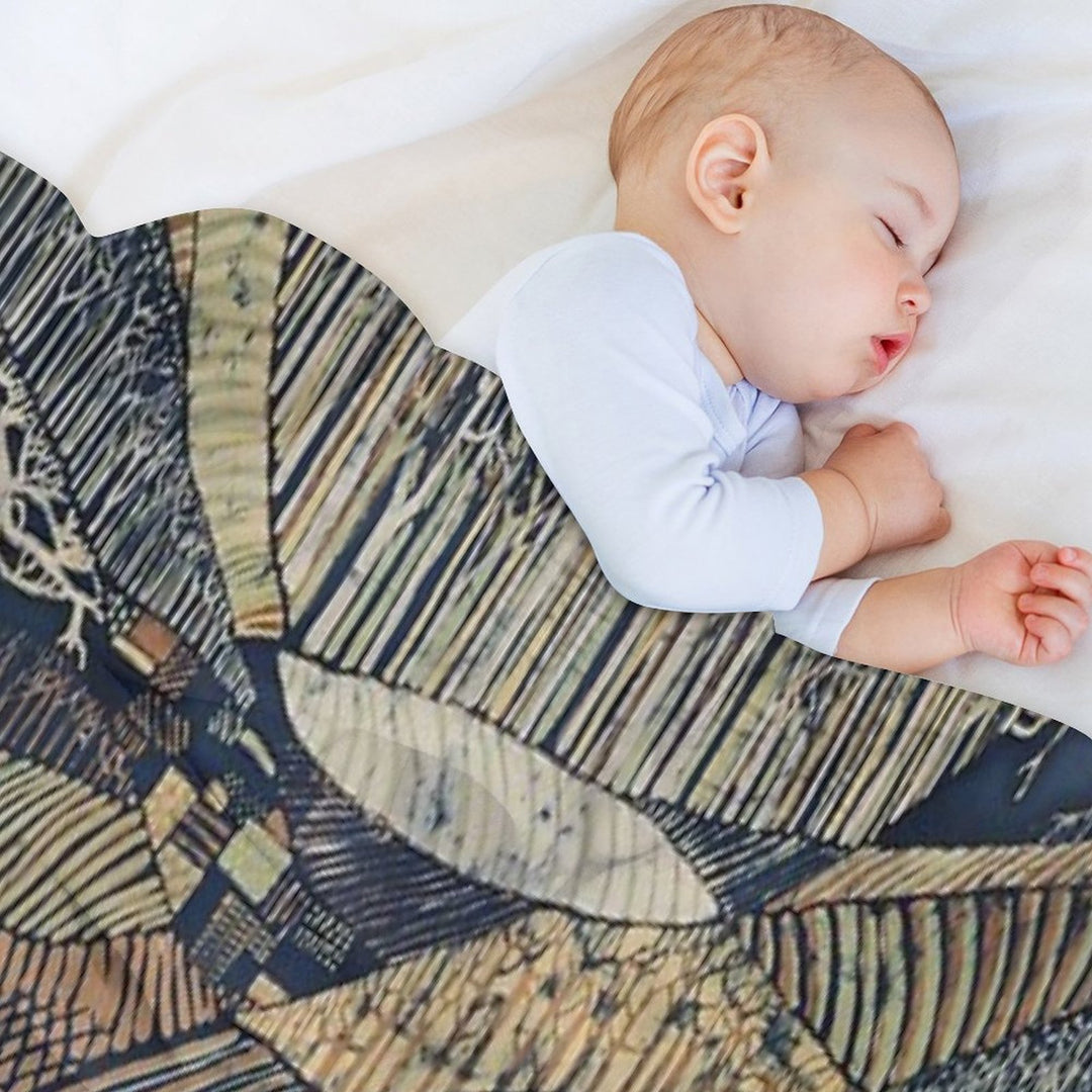 Marching Trees 1970's Batik Travel-friendly Throw Blanket