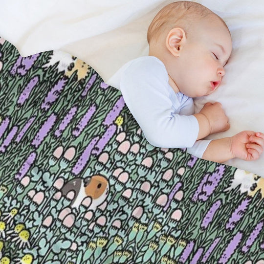 Guinea Pigs And Garden Herbs Pattern Compact Throw Blanket