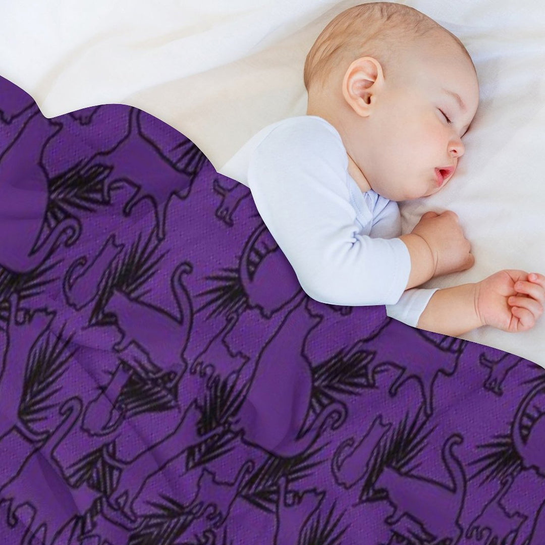 Feral Flora Gothic Cat Pattern with Jungle Flair in Black Shrink-resistant Throw Blanket