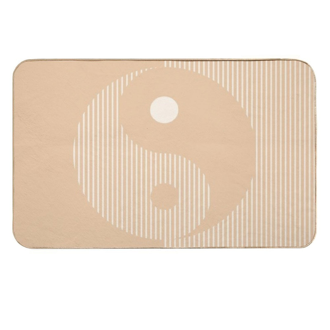 Geometric Lines Ying And Yang III in Beige Shades  Repositionable Bath Mat