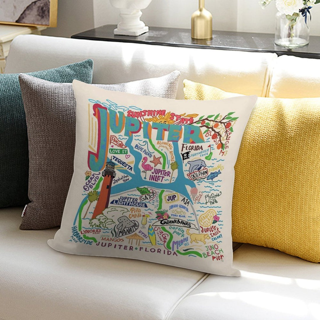 Jupiter, FL Soft Hidden Zipper Throw Pillow