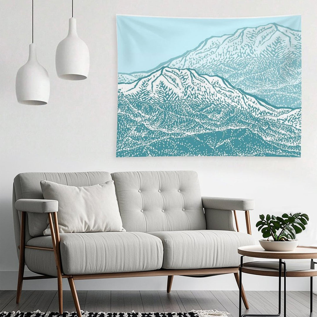 Distant Snow- 遠雪  Linocut Tapestry