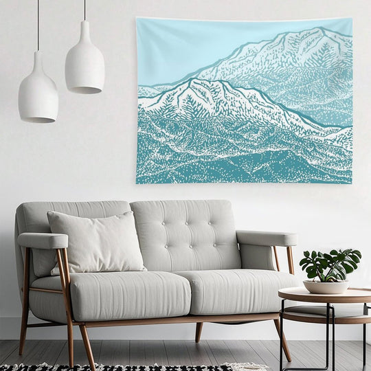 Distant Snow- 遠雪  Linocut Tapestry