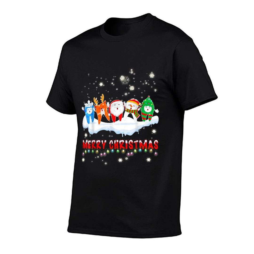 Merry Christmas Dental Assistant Tooth Xmas Lights Santa  Fade-proof Color T-Shirt