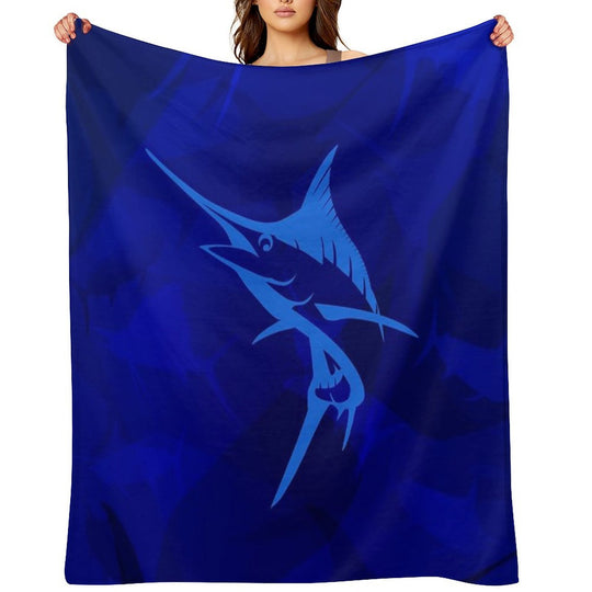 Graphic Blue Marlin Blues Eco-conscious Throw Blanket