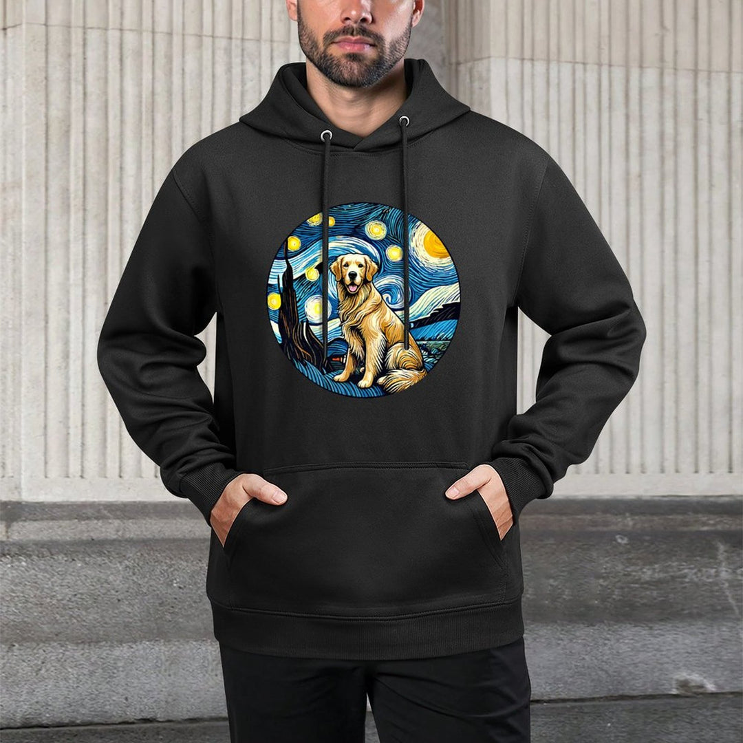 Golden Retriever Dog Mom Dad - Van Gogh Starry Night Style Premium Pilling-Resistant Hoodie