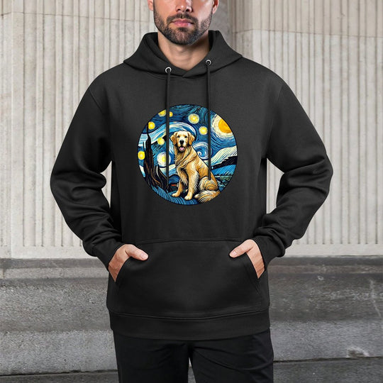 Golden Retriever Dog Mom Dad - Van Gogh Starry Night Style Premium Pilling-Resistant Hoodie