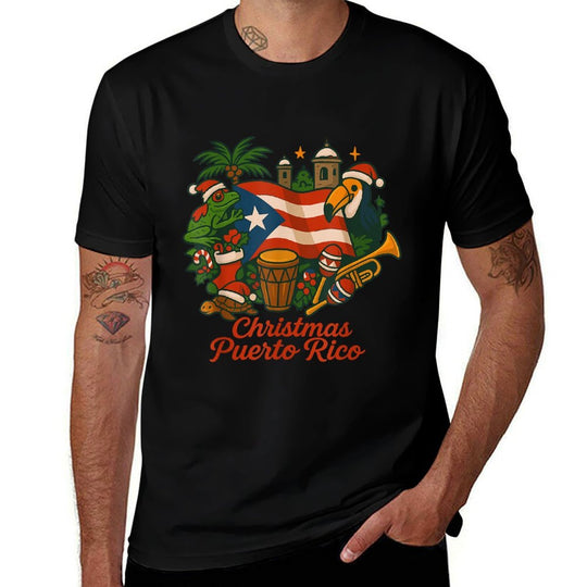 Puerto Rico Christmas Coquí Holiday  Fade-proof Color T-Shirt