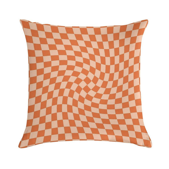 Check IV - Orange Twist Soft Bedroom Essential Throw Pillow