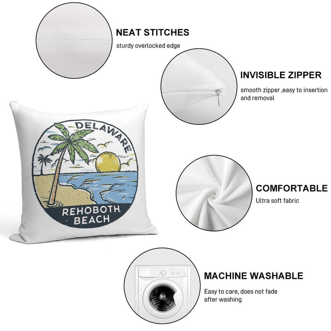 Rehoboth Beach Delaware Vintage Soft Reinforced Edging Throw Pillow