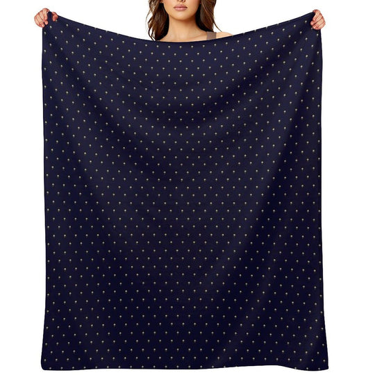 Gold Tiny Umbrellas on Cozy Navy Blue Multi-functional Throw Blanket