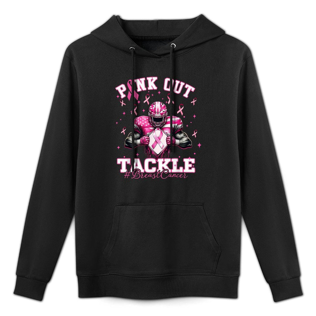 Pink Out Tackle Breast Cancer Football Pink Ribbon Womens Casual Wear Hoodie