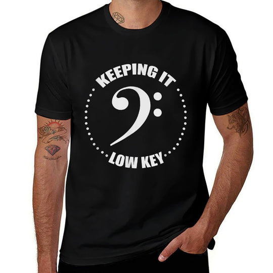 Bass Clef Music Keeping It Low Key Musician Humor  Durable T-Shirt