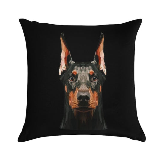 Doberman Low Poly Soft Washable Throw Pillow