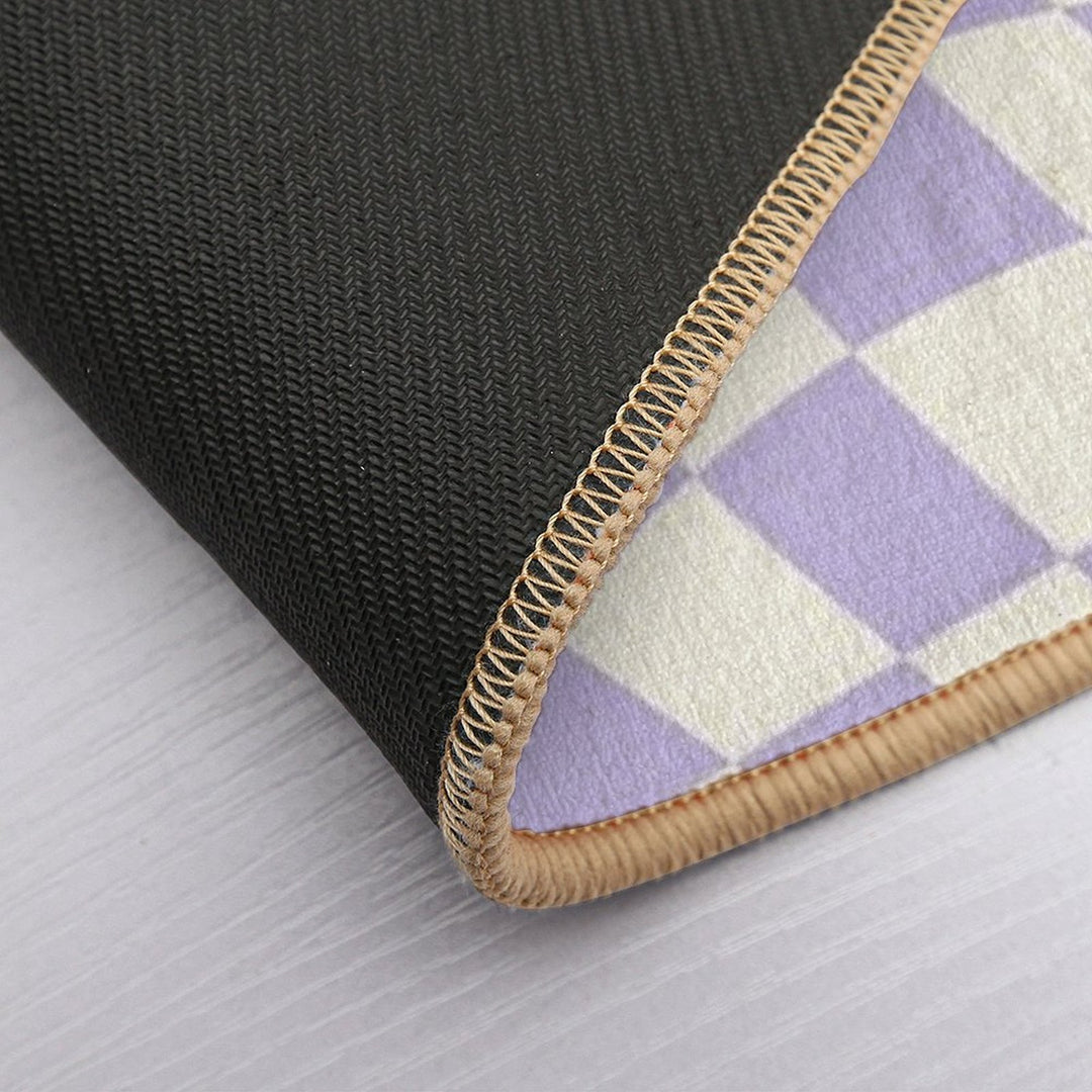 Soft Purple Warp Checked Pattern  Dirt-Trapping Bath Mat