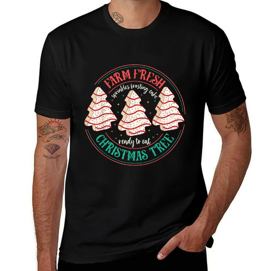 Farm Fresh Christmas Tree Cakes Unisex-Kids Black Christmas Tree Holiday  Oversized Silhouette T-Shirt