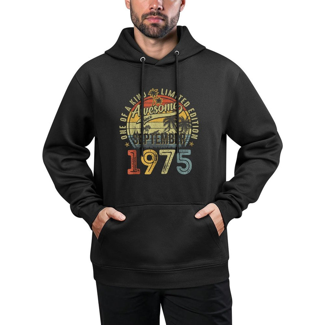 Retro 50 Years Old September 1975 Vintage 50th Birthday Men Customizable Surface Hoodie
