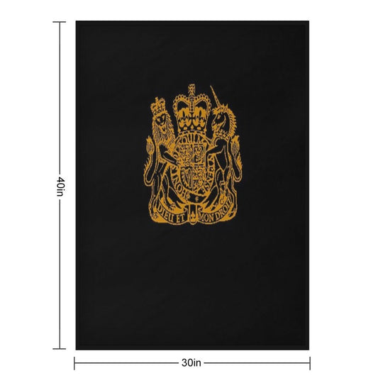 Elizabeth II Royal Coat of Arms Emblem Versatility Throw Blanket