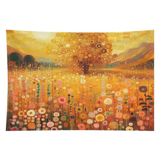 Klimt Flower Garden Gold Tapestry