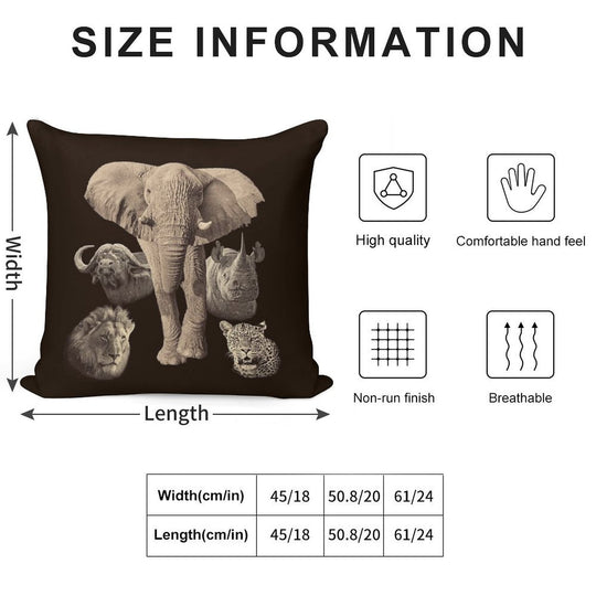Big Five Africa Safari Soft Ultra-Soft Texture Throw Pillow