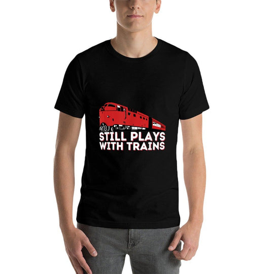 Still Plays With Trains - Funny Locomotive  Railroad  Vintage-inspired T-Shirt