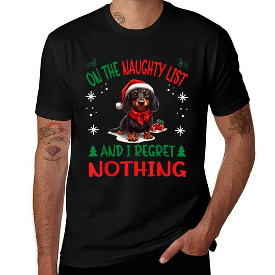 Cute Dachshund Wiener Doxie Dog Dog Christmas On The Naughty  Quick-drying T-Shirt