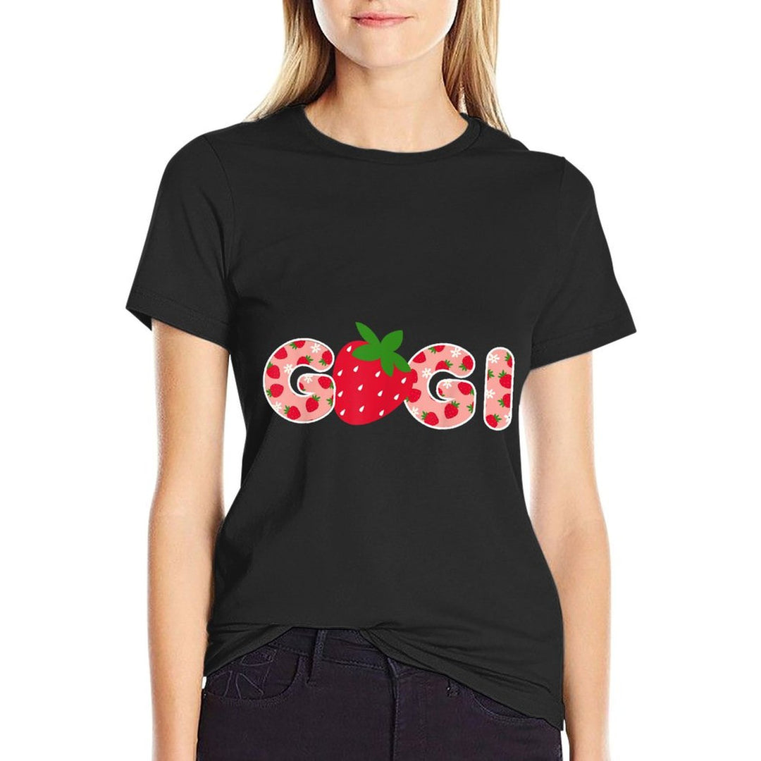 Gigi Strawberry First Birthday Funny Strawberry  Heathered Texture T-Shirt
