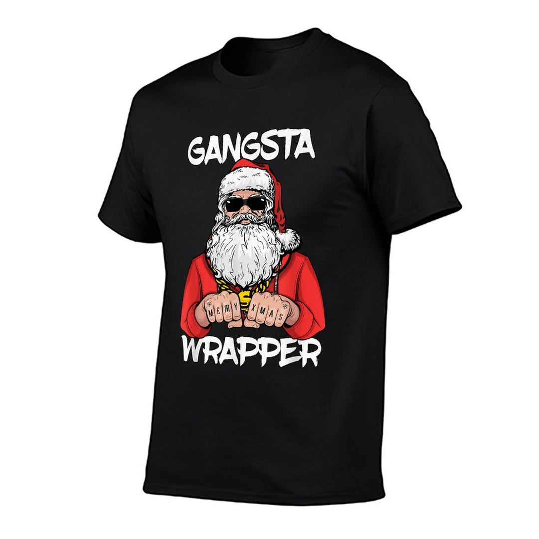 Gangsta Wrapper Funny Santa Christmas  High-quality Stitching T-Shirt