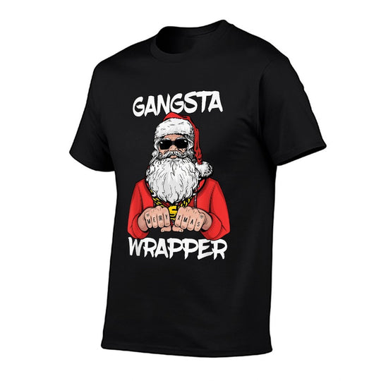 Gangsta Wrapper Funny Santa Christmas  High-quality Stitching T-Shirt