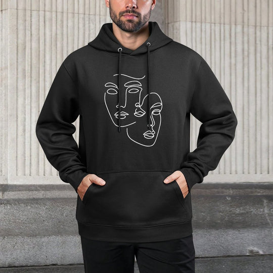 Feminine Faces Abstract Line Art Feminist Artist Durable Construction Hoodie