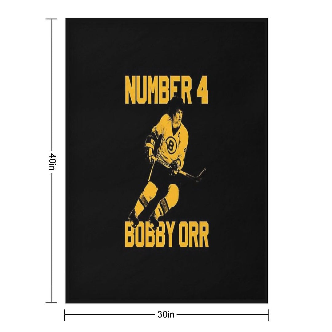 Bobby Orr Number 4 - The Yellow Stencil Travel-friendly Throw Blanket