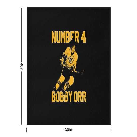 Bobby Orr Number 4 - The Yellow Stencil Travel-friendly Throw Blanket