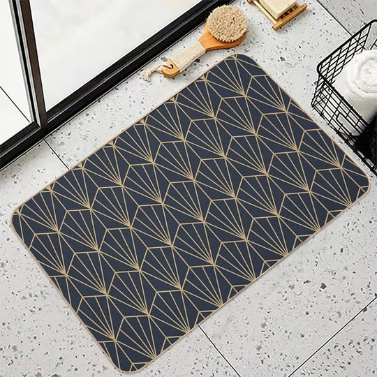 Art Deco in Navy And Gold  Stain-Proof Bath Mat