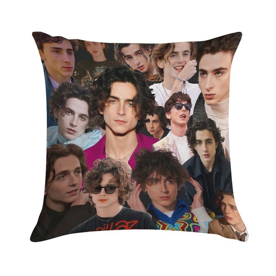 Timothee Chalamet Collage Soft Washable Throw Pillow