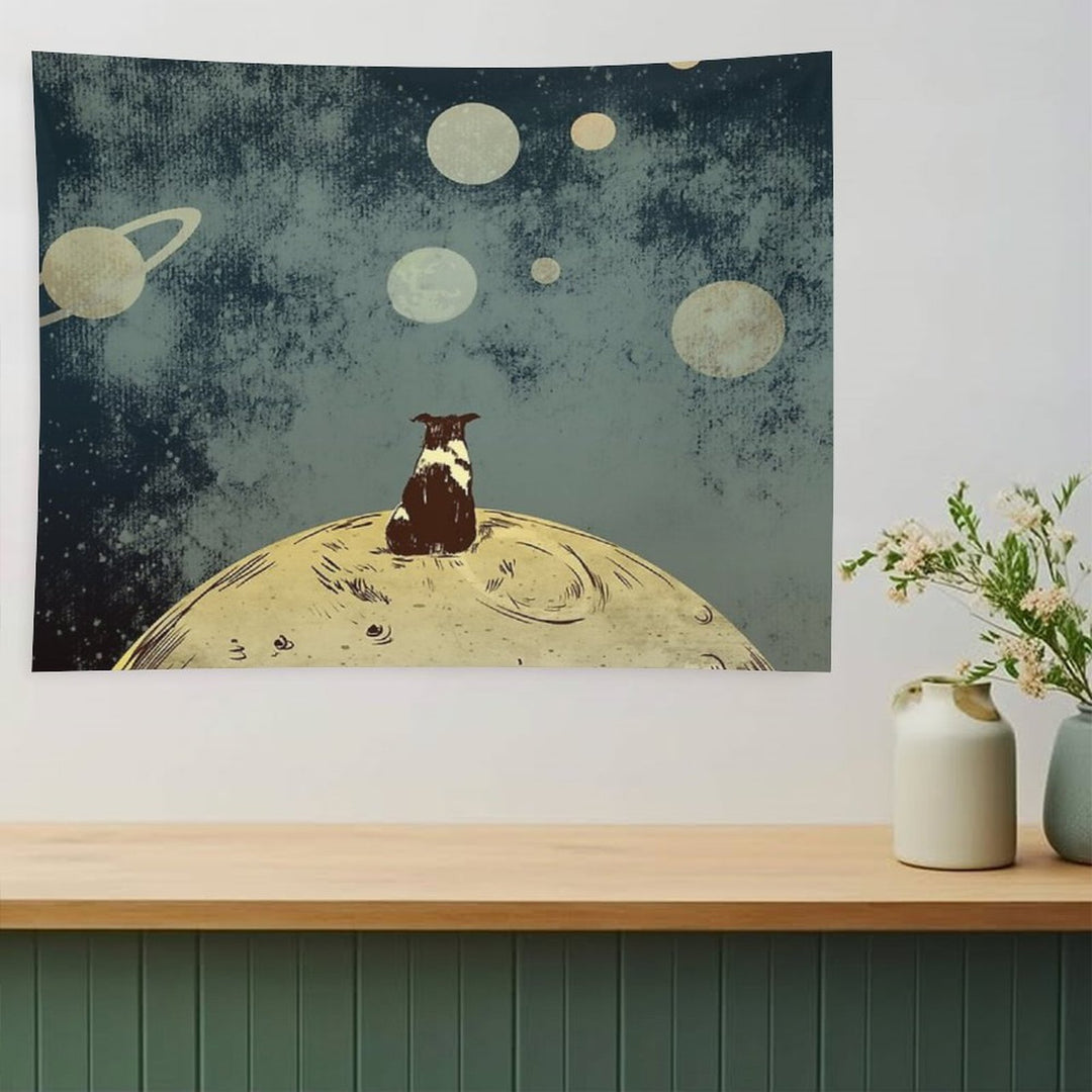 Endless Opportunities  - Dog Looking Into Space Tapestry