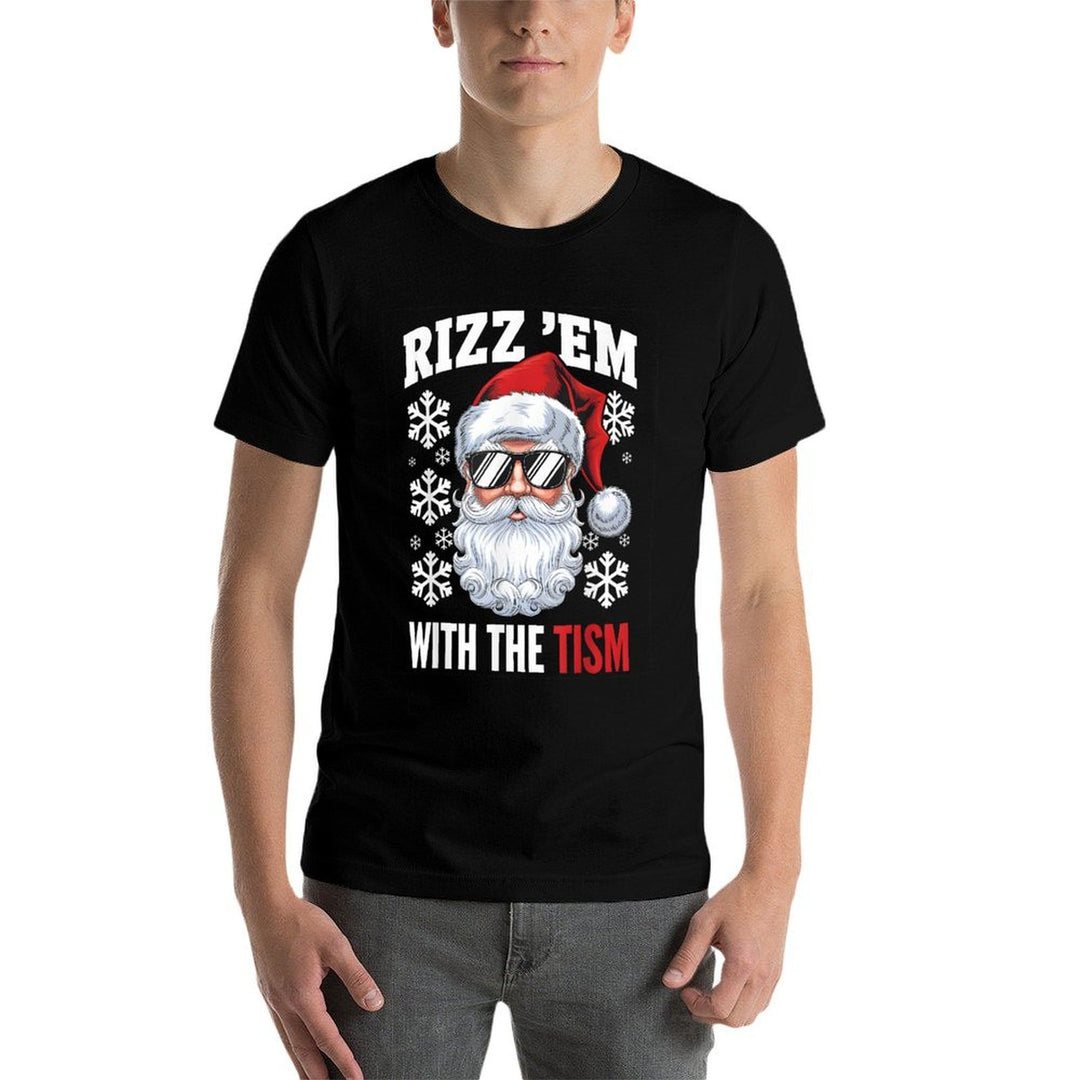 Funny Autism Rizz Em With The Tism Santa Christmas Autism  Heathered Texture T-Shirt