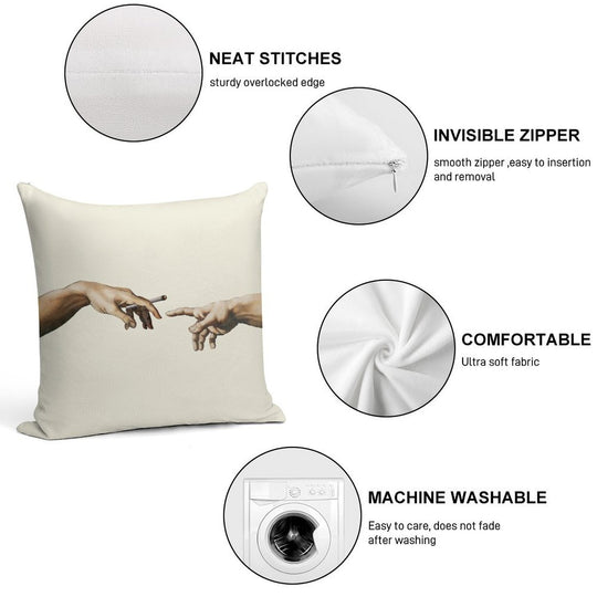 Joint Pass - The Creation of Adam Soft Easy Maintenance Throw Pillow