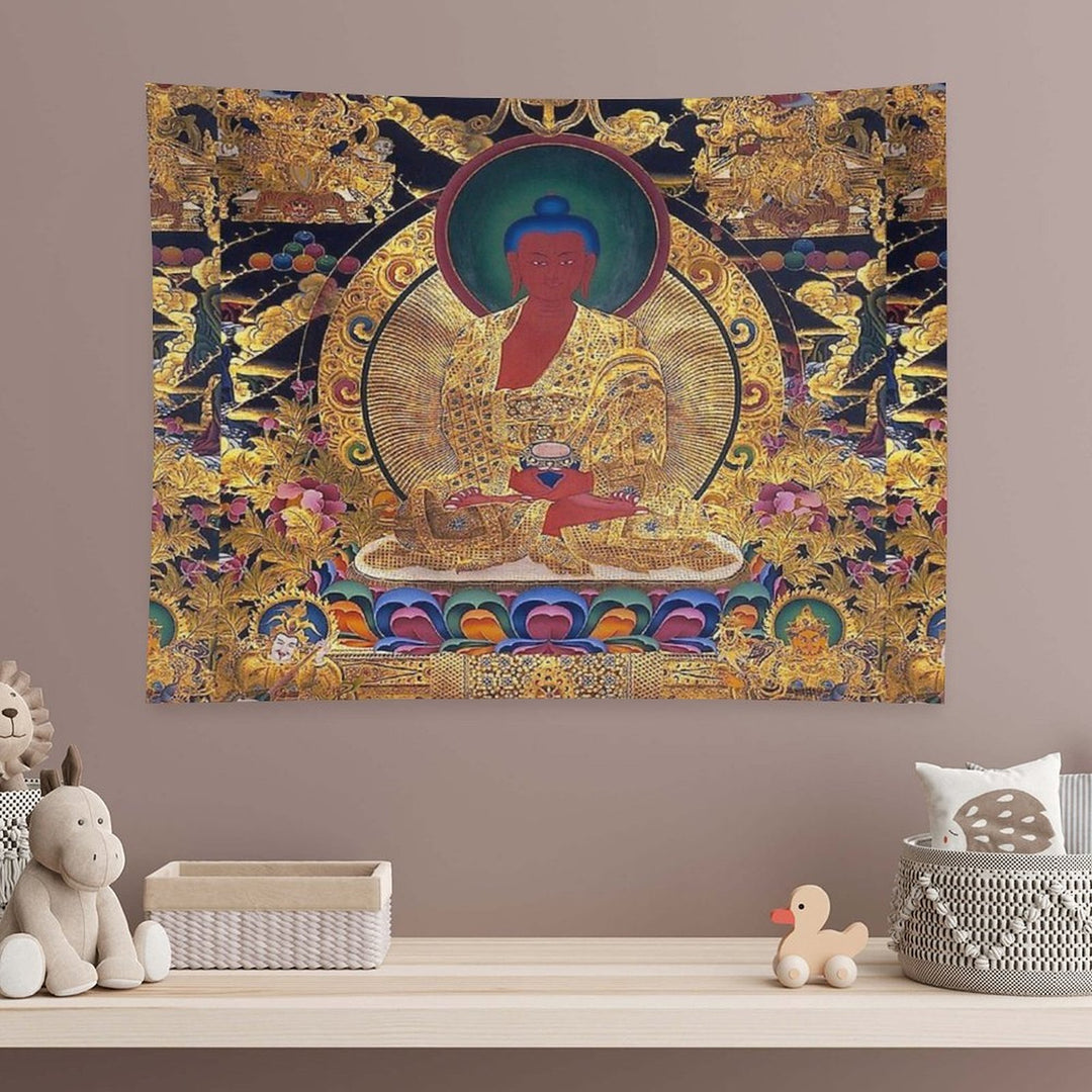 Mandala 116 Golden Amithaba Buddha Thangka Tapestry