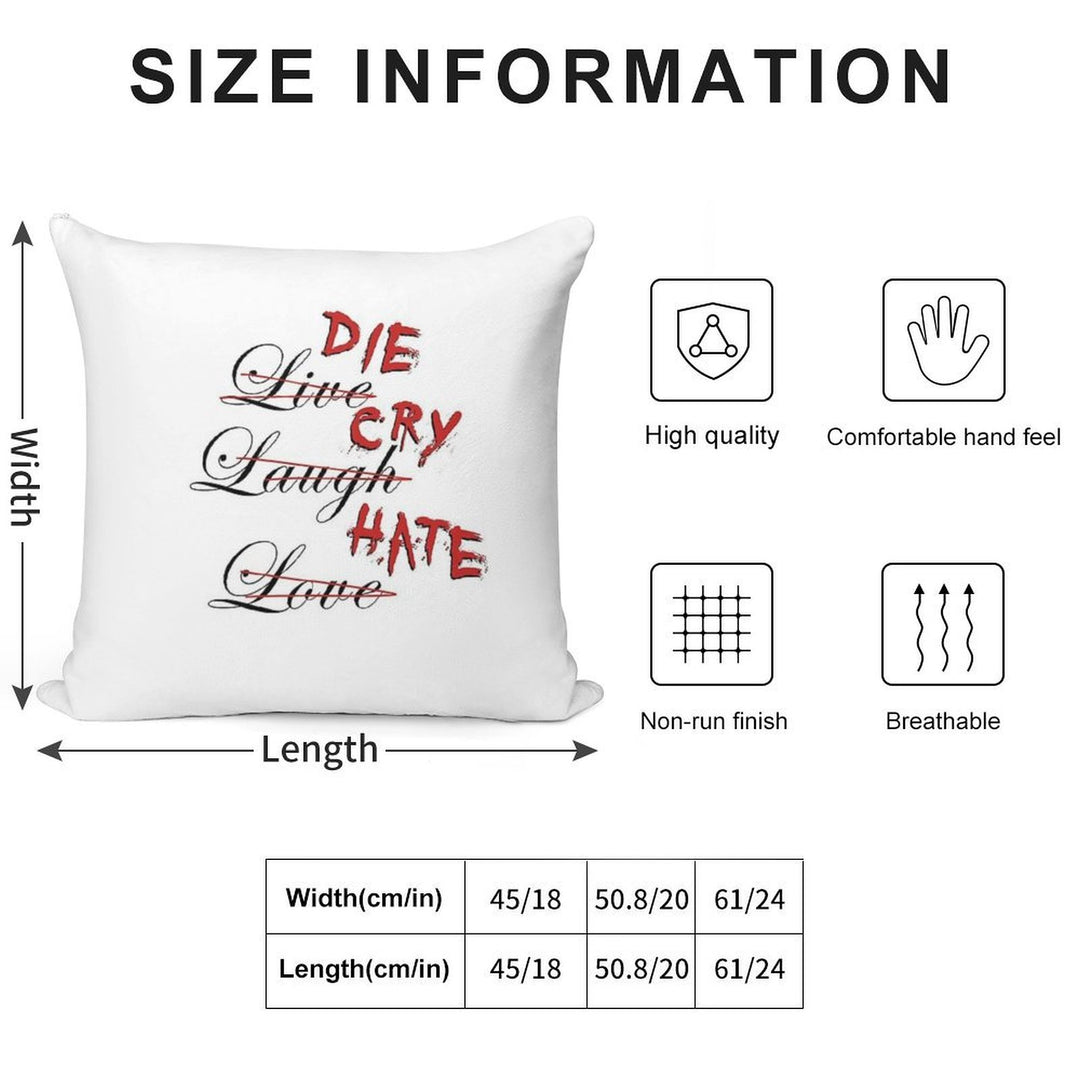 Die Cry Hate, Live Laugh Love - Blood Soft Multiple Sizes Throw Pillow