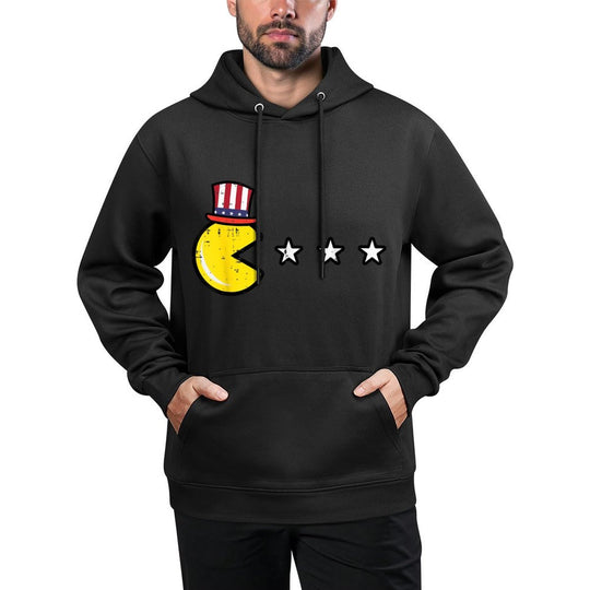 4th July Video Game Eating Stars Retro Gamer Boys Kids Men Colorfast Hoodie