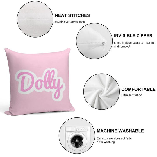 Dolly Cartoon PINK BY CALLISC Soft Gift Ready Throw Pillow