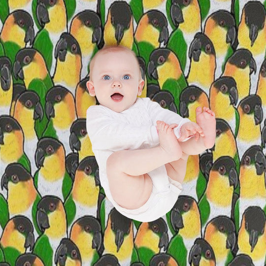 Black-headed Caique Parrots Eco-conscious Throw Blanket