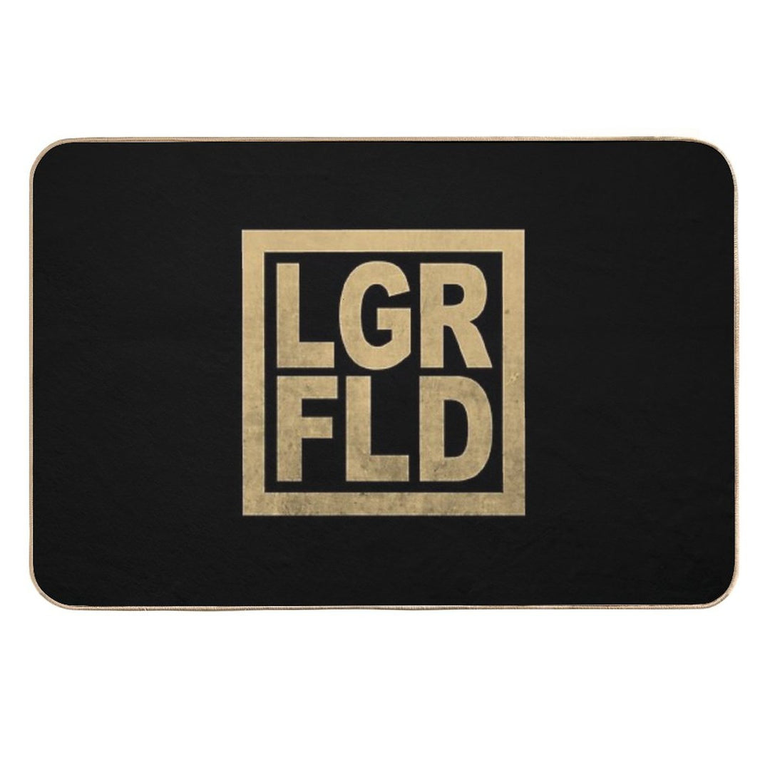 LGRFLD – Lagerfeld  Gold on Black  Slip-Resistant Bath Mat
