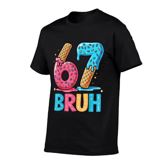 Six Seven Bruh 67 Ice Cream Drip for Men Women Kids  Rolled Sleeves T-Shirt