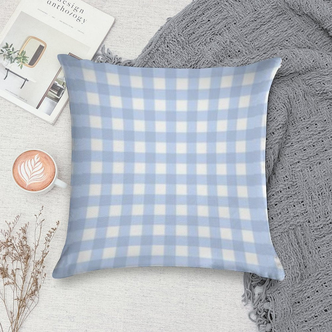 Light Blue PlaidCheckered Aesthetic Pattern Soft Gift Ready Throw Pillow