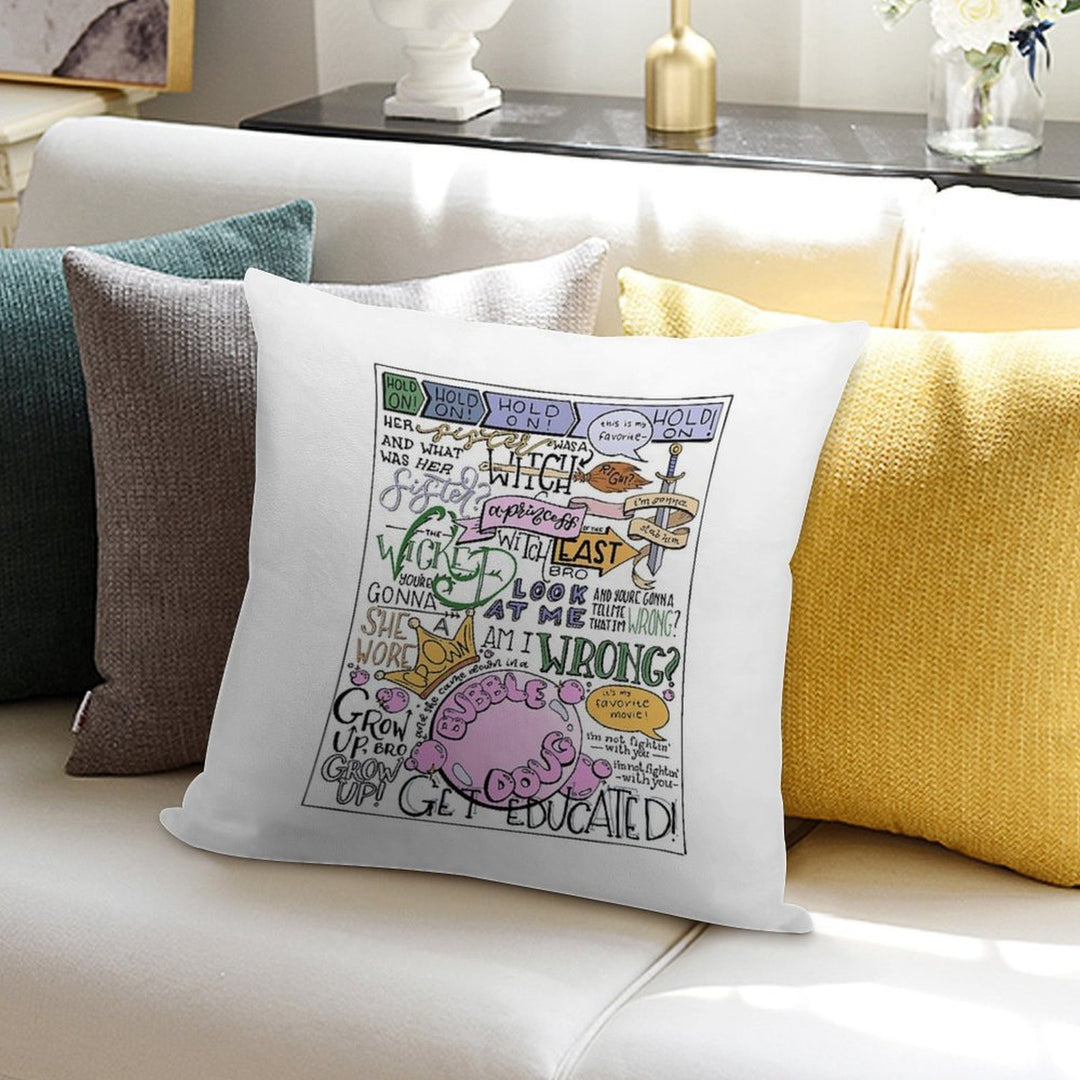 (Colorized) Wicked Witch of The East Bro Hand Lettered Soft High-Density Material Throw Pillow
