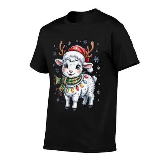 Cute Lamb Christmas Funny Animal Lover Farmer Holiday Pajama  Slim-fit Cut T-Shirt